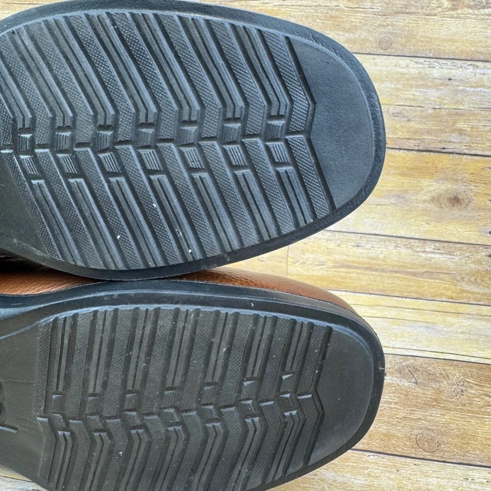 Gravity Defyer Mens Brown Leather‎ Slip On Loafers Comfort Shoes Size 11.5 Wide